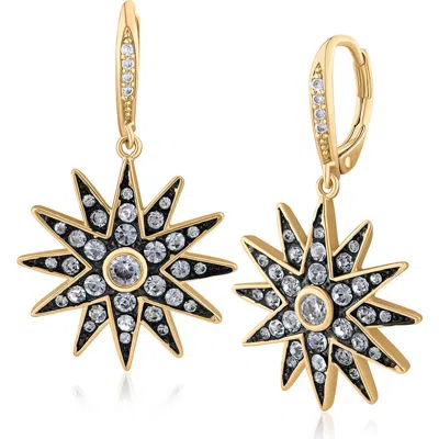 Jardin Pavé Cubic Zirconia Starburst Lever-back Earrings In Multi
