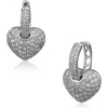 Jardin Pavè Heart Huggie Hoop Earrings In Clear Silver
