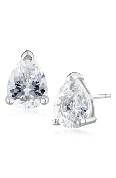 Jardin Pear Cut Cubic Zirconia Stud Earrings In Metallic