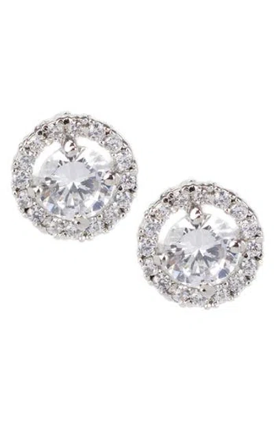 Jardin Pear Cz Stud Earrings In Silver