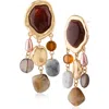 Jardin Pebbled Mixed Stone Statement Drop Earrings In Multi/ Gold