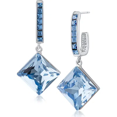 Jardin Princess Cut Crystal Drop Hoop Earrings In Multi
