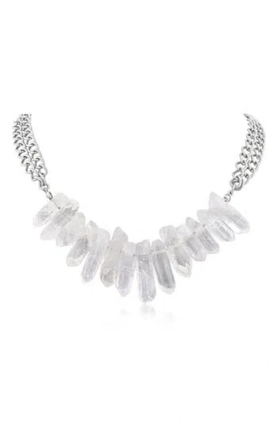 Jardin Quartz Double Chain Frontal Necklace In Multi