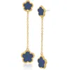 Jardin Resin Clover Drop Earrings In Navy/gold