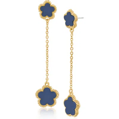 Jardin Resin Clover Drop Earrings In Navy/gold