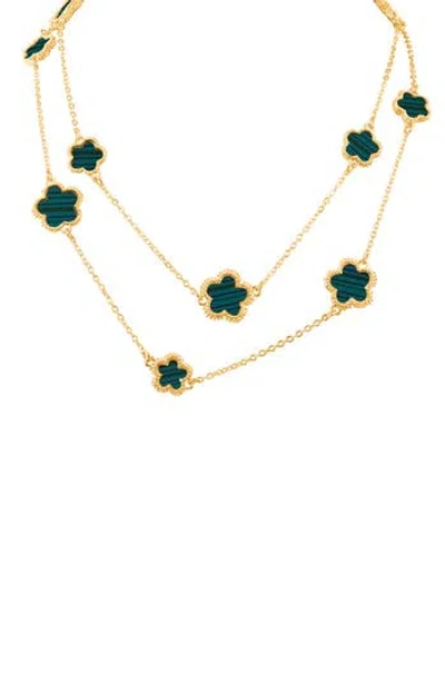 Jardin Resin Clover Station Necklace In Gold