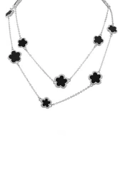 Jardin Resin Clover Station Necklace In Orange