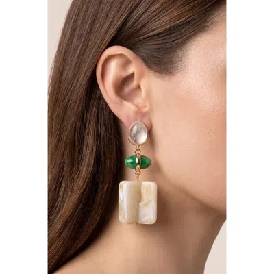 Jardin Resin Drop Earrings In White/ Gold