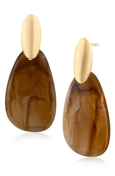 Jardin Resin Teardrop Earrings In Brown