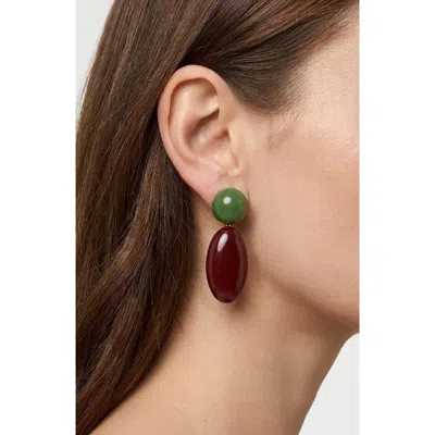 Jardin Retro Colorblock Drop Earrings In Green/ Purple