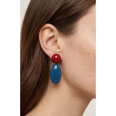 Jardin Retro Colorblock Drop Earrings In Red/ Blue