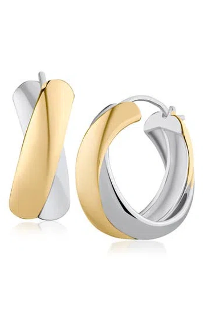 Jardin Ribbon Two-tone Crisscross Hoop Earrings In Multi