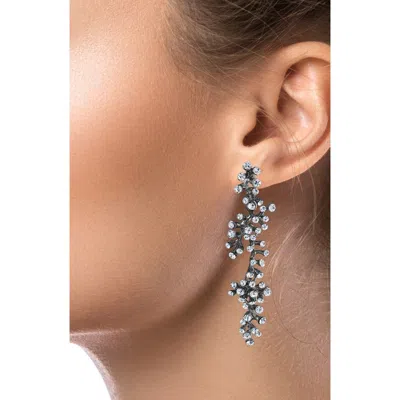 Jardin Riviere Crystal Cluster Drop Earrings In Black Rhodium