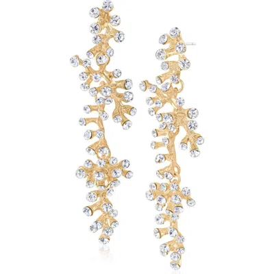 Jardin Riviere Crystal Cluster Drop Earrings In Clear Gold