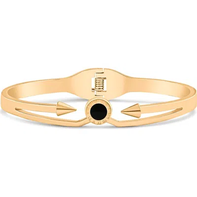Jardin Roman Numeral Hinge Bangle In Black/ Gold