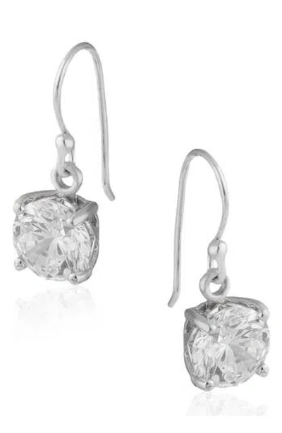 Jardin Round Cubic Zirconia Drop Earrings In Silver