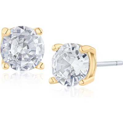 Jardin Round Cubic Zirconia Stud Earrings In Gold