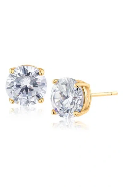 Jardin Round Cubic Zirconia Stud Earrings In Gold
