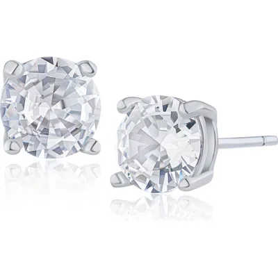 Jardin Round Cubic Zirconia Stud Earrings In Silver