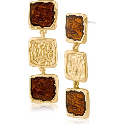Jardin Sculpted Enamel Linear Drop Earrings In Gold