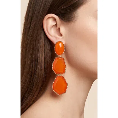 Jardin Sculpted Resin Statement Drop Earrings In Orange/ Gold