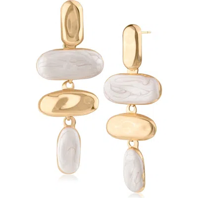 Jardin Sculptural Resin Statement Drop Earrings In White/ Gold