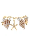 Jardin Sea Life Shell & Faux Pearl Charm Bracelet In Multi
