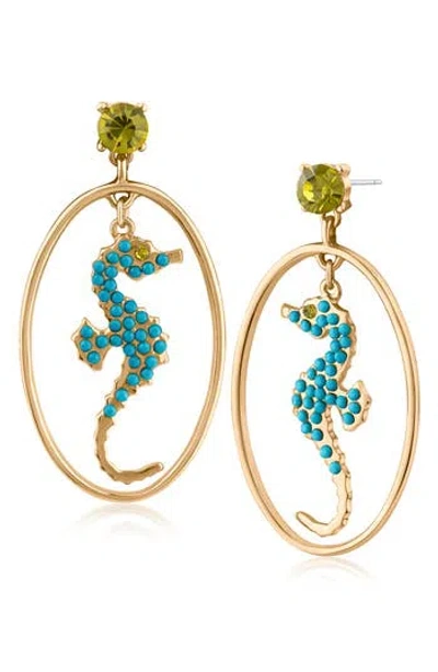 Jardin Seahorse Hanging Drop Earrings In Multi