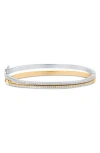 Jardin Set Of 2 Two-tone Pavé Cubic Zirconia Bangle Bracelets In Gold