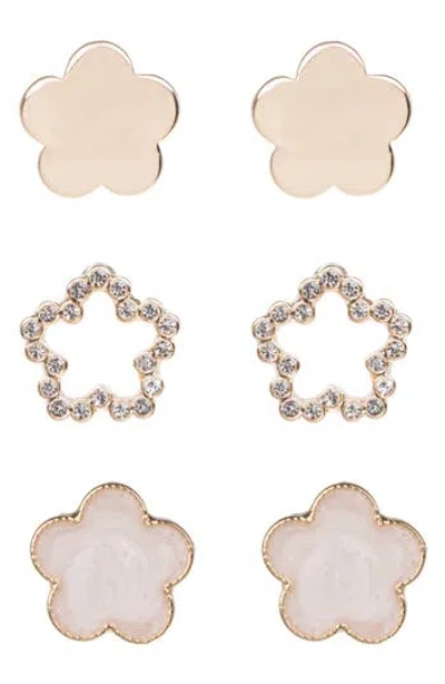 Jardin Set Of 3 Clover Stud Earrings In Pink