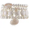 Jardin Set Of 4 Faux Pearl & Shell Beaded Stretch Bracelets In Multi