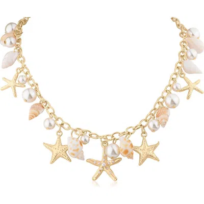 Jardin Shell & Faux Pearl Charm Necklace In Multi