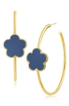 Jardin Single Enamel Clover Hoop Earrings In Navy/gold