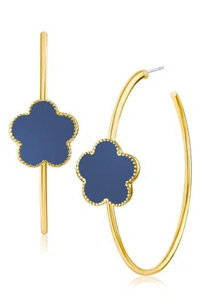 Jardin Single Enamel Clover Hoop Earrings In Gold