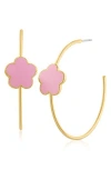 Jardin Single Enamel Clover Hoop Earrings In Pink/gold