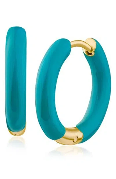 Jardin Small Enamel Hoop Earrings In Teal