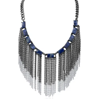 Jardin Sodalite Fringe Necklace In Sodalite/black Rhodium
