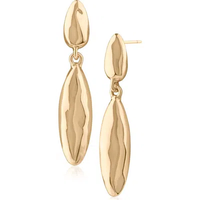 Jardin Softly Hammered Linear Drop Earrings In Gold