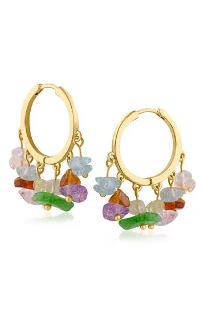 Jardin Stone Beaded Fringe Hoop Earrings