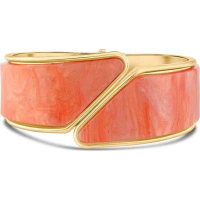 Jardin Symetrical Hinged Statement Bracelet In Orange