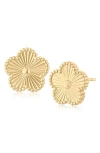 Jardin Textured Clover Stud Earrings In Gold
