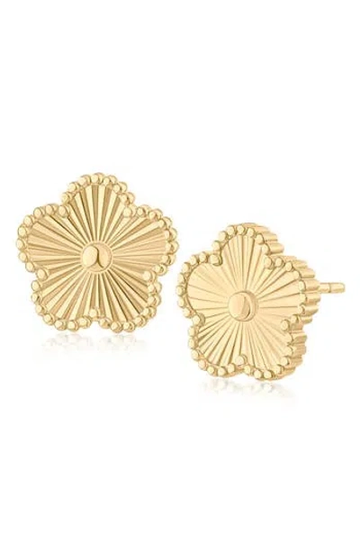 Jardin Textured Clover Stud Earrings In Gold