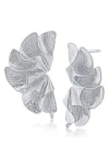 Jardin Textured Fan Stud Earrings In Silver