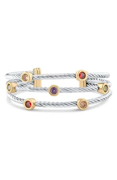 Jardin Three Row Cable Cuff Bracelet In Neutral
