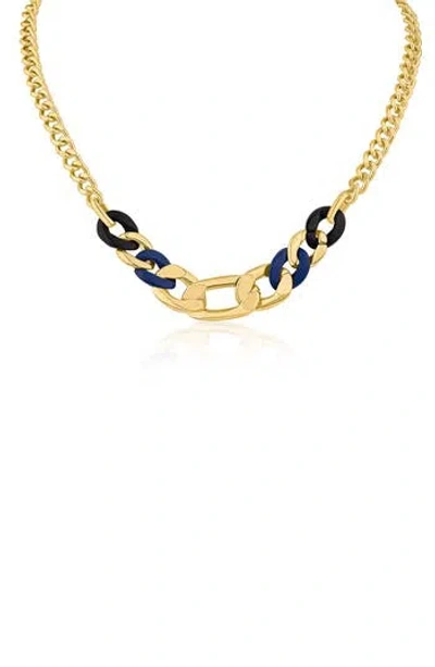 Jardin Three-tone Graduated Link Necklace In Black/gold