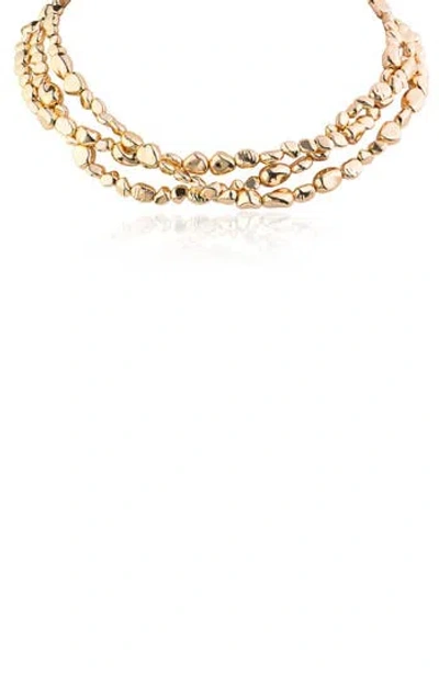Jardin Triple Layered Beaded Necklace In Gold