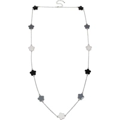 Jardin Tri-tone Clover Station Chain Long Necklace In Metallic