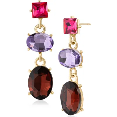 Jardin Tri-tone Crystal Drop Earrings In Multi/ Gold