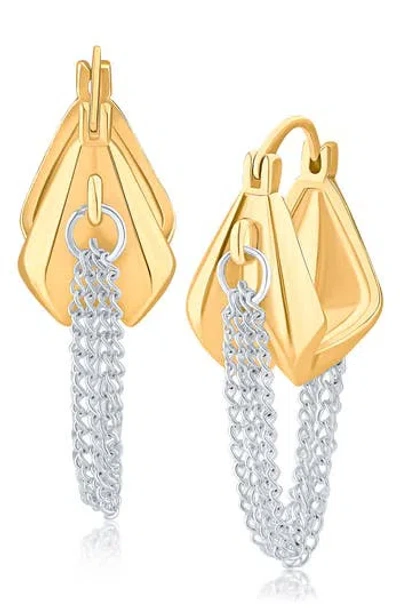 Jardin Two-tone Chain Drop Huggie Hoop Earrings In Multi