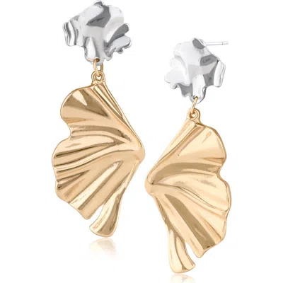 Jardin Two-tone Sculptural Fan Drop Earrings In Multi
